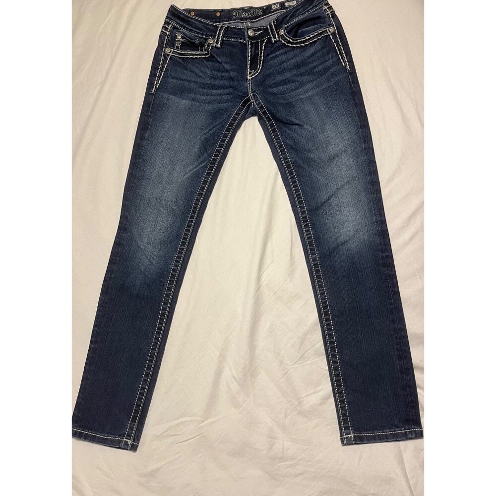 Miss Me Womens Signature Skinny Jeans Size 28 Inseam 31 Dark Wash Cotton Blend D - Picture 2 of 7